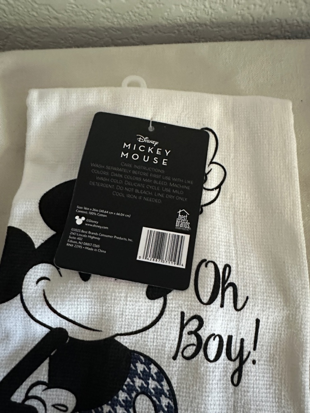 NWOT - Disney Mickey Mouse White and Black Kids Kitchen Towel with Navy Accents - Picture 4 of 4